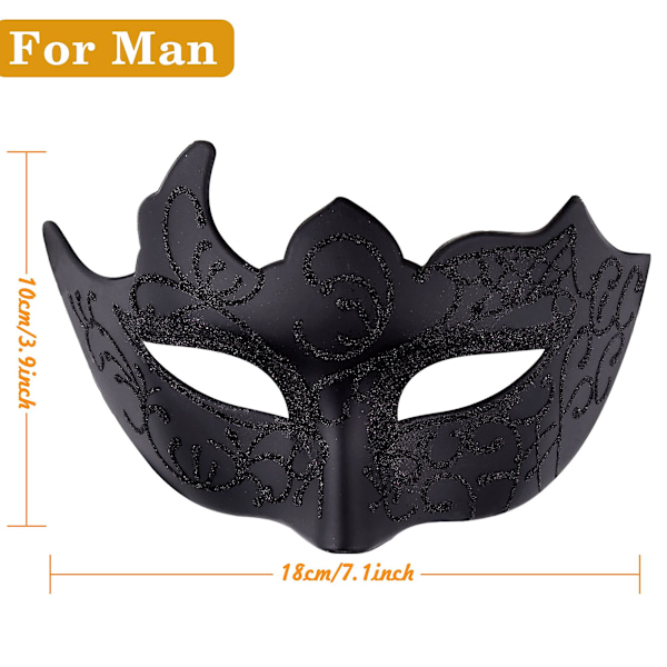Pakke med 2 venetianske maskepar - Masker til kvinder og mænd - Venetiansk maske til Halloween, karneval, festkostume