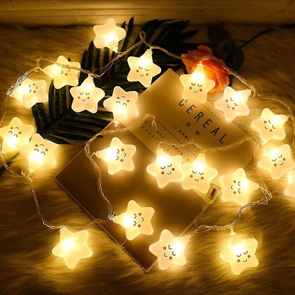 Tähtivalosarja, sisä-/puutarhavalosarja, USB-LED-valosarja, 3 m lämmin valkoinen 30 lediä, tyttöjen huoneen sisustus, baari, juhlat, joulukoriste (söpö tähti)