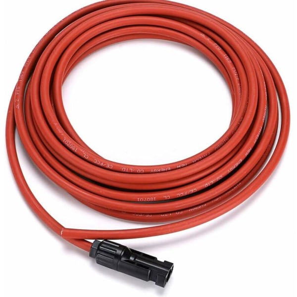 2 x PV-förlängningskablar, pv1 - f 6,0 mm², 4 m/kabel, mc4-kontakt IP67, 14 awg (svart + röd),