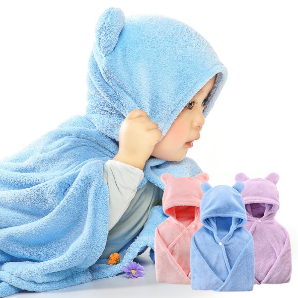 Nytt 70*140 barns søt bjørn Supermykt babybadekar med hette1 håndkle