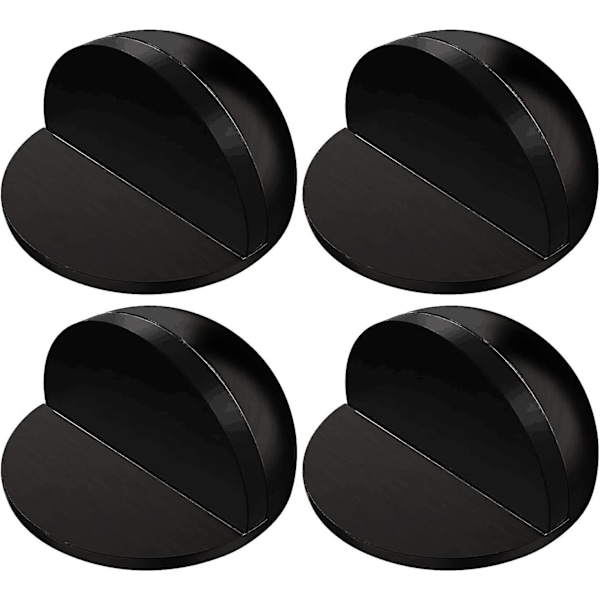 4 Pieces Stainless Steel Floor Door Stopper Oval Adhesive Door Stop With Adhesive Pads No Need To Drill, Black