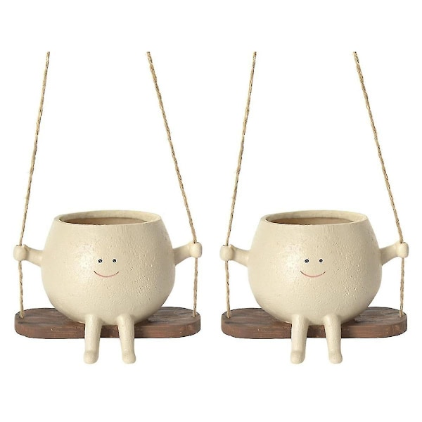 Swing Face Planter Pots, Søde Væghængte Resin Blomsterhoved Planter Til Indendørs & Udendørs, Succule