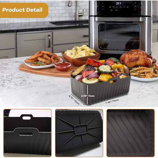2-pack Silikon Luftfritösfoder för Ninja Dual Air Fryer, Återanvändbara Luftfritösfoder, Luftfritöstillbehör för Ninja Af300uk Af400uk Mikrovågsugn (2