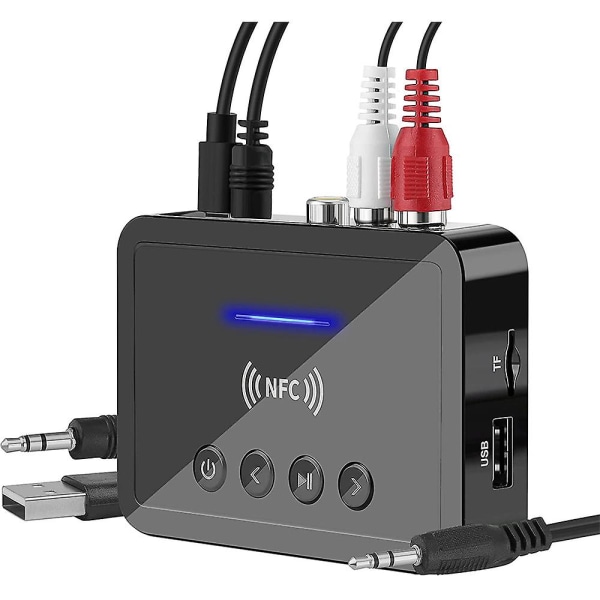Bluetooth 5.0 Mottaker Sender Fm Stereo Aux 3,5 mm Jack Rca Wireless Nfc Bluetooth Audio Adapte