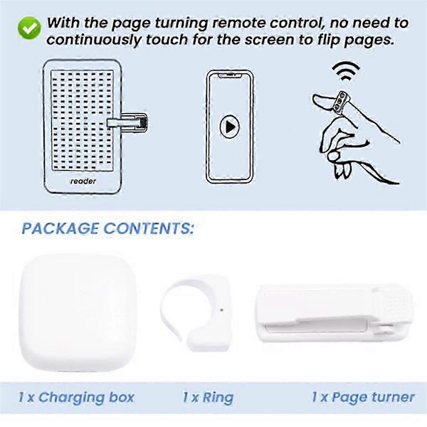 Fjernkontroll Sidevender Ring for, Bluetooth E-Reader Kontroller, Kamerautløser D07 Pro