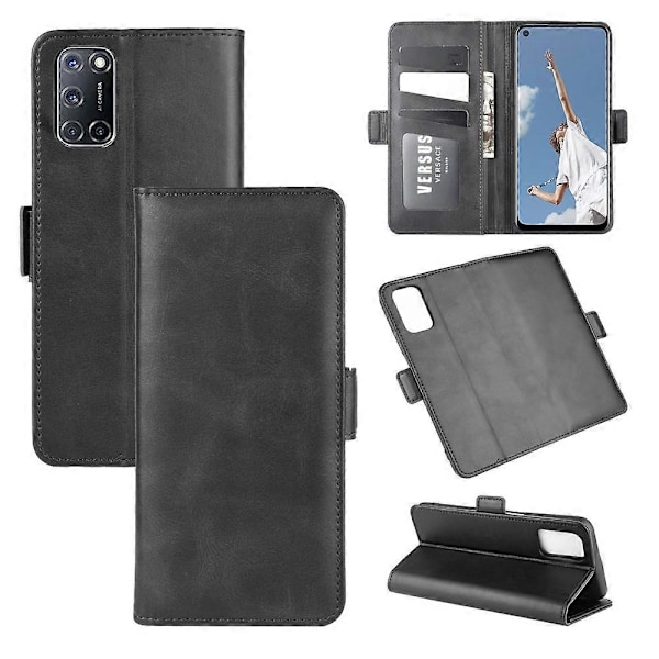 For OPPO A72 Dobbeltsidig Magnetisk Spenne Horisontal Flip Lærveske med Holder & Kortspor & Lommebok