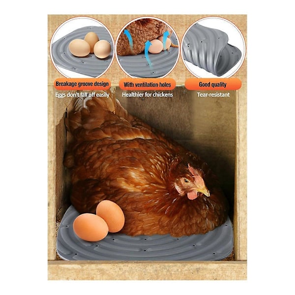8 Pakk Vaskbare Hønseredematter for Egglegging, Redekasseinnlegg for Hønsehus Gjenbrukbare C