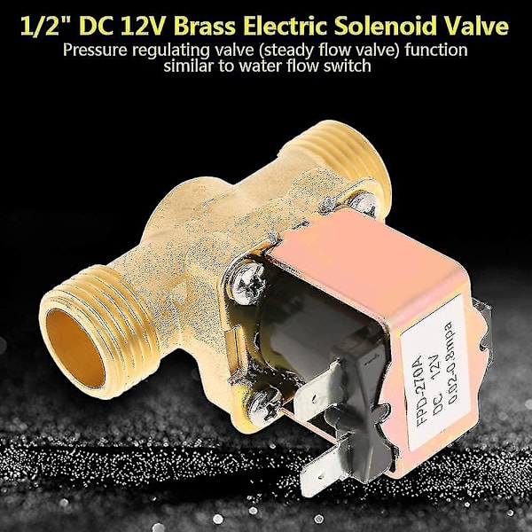 1/2 12v Solenoidventil - Normalt lukket messing elektrisk vandingsventil til kontrol