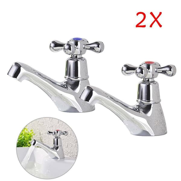 2x Tradisjonelle Dobbel Bad Vask Kraner