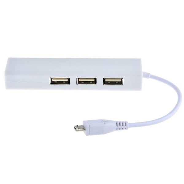 3 Port Micro USB 2.0 Hub till Rj45 Network Ethernet Adapter för Android-surfplattor Jikaix