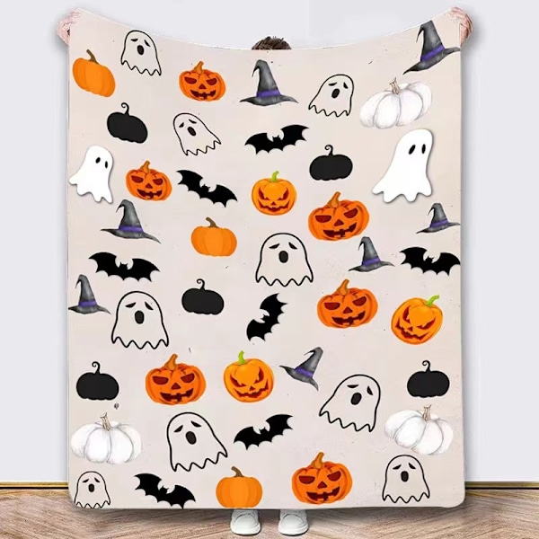 Halloween-teppe - Plysj Halloween-teppe - Koselig flanell grå Halloween-dekorasjon for fest sofa seng stue 50\"x60\" Stil 42