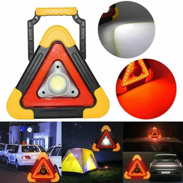 TREKANT SIKKERHED LED LYS FAST+BLINKENDE+NØDLAMPE NY
