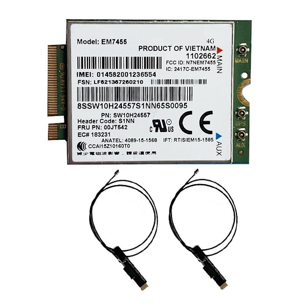 Em7455 LTE 4G Kort+Antenne Gobi6000 00JT542 01AX756 til T460 T460P L560 Yuga 260 P50 P70 X260