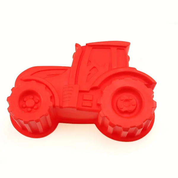 1 stk., kageform i form af en traktor, 16,51 cm x 26,92 cm x 7,01 cm, bageform, bageplade, ovntilbehør, rød