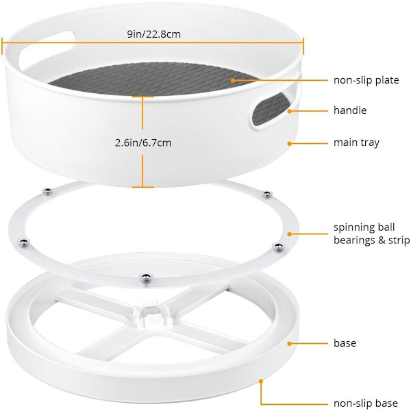 Lazy Susan Swivel Spice Rack, Hvit (Liten)