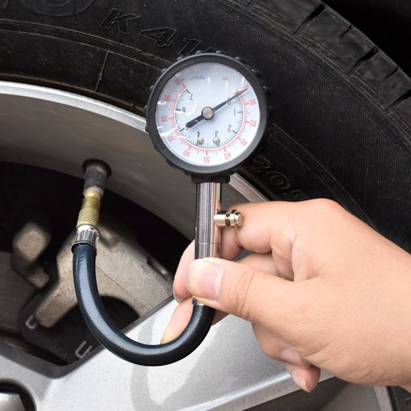 Automekaniker trykmåler med slange i rustfrit stål - 1 stk.