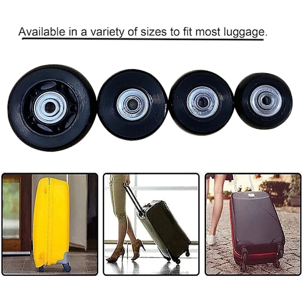 4 stk. Kuffert Udskiftningshjul Kuffert Hjul Udskiftning Kuffert Hjul Universal Bagage Aksler og Ruller Udskiftning Ruller Reparation til Bagage