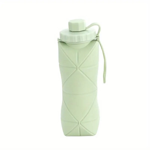 Hopfällbar Vattenflaska 600ml - BPA-fri, Bärbar, Läckagesäker - Perfekt för Utomhusaktiviteter, Gym, Vandring & Resor Grön
