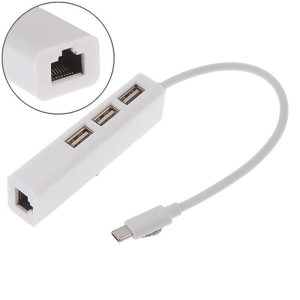 Usb-c Ethernet Adapter 3 USB C Hub Till Ethernet Rj45 Lan Adapter Nätverkskort