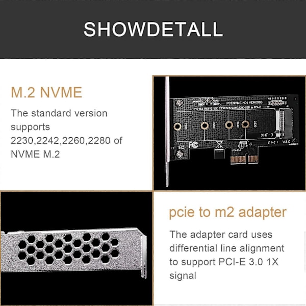 Add on-kort PCIE til M2 Adapter PCI Express 3.0 X1 til NVME SSD M2 PCIE Raiser Adapter Støtte 2230 2