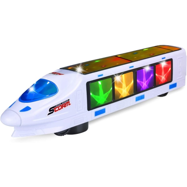 FGZU toglegetøj, udsøgt 3D lyn elektrisk tog, kreativ gave, (uden batterier)