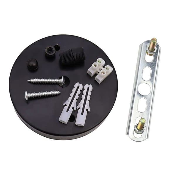 2X E27 Lampestik Metal Pendel Retro Lysekrone Loft Hængelampeholder - Sort