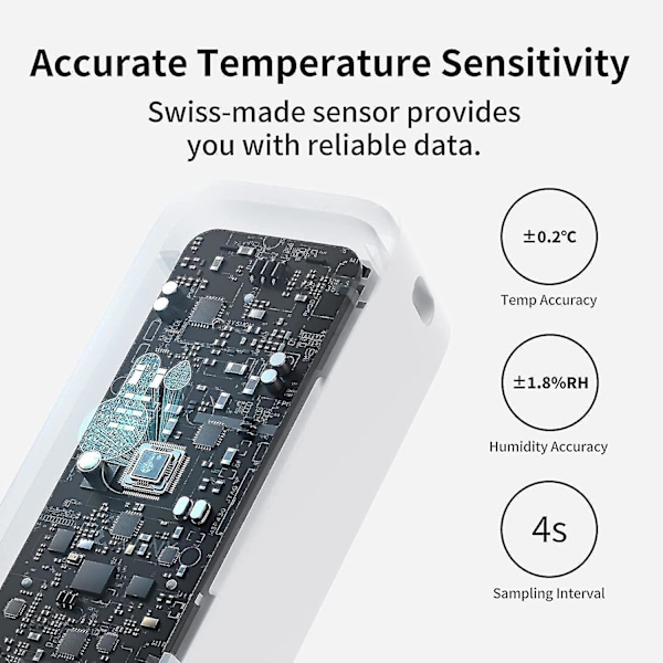 Switchbot Ip65 inomhus- och utomhus hygrometer termometer trådlös, 394ft Bluetooth-räckvidd, kylskåpstermometer, daggpunkt/vpd/absolut fuktighetssensor,
