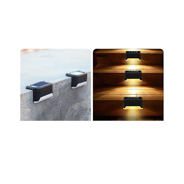 12PCS Utendørs Trappe Solcellelys Vanntett Hage Trinnlampe Gjerde Sti Yard Patio Hagedekor L