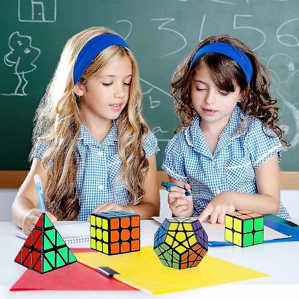 Speed Cube Set, 5-pack Magic Cube-paket - 2x2x2 3x3x3 Pyramidleksak för barn