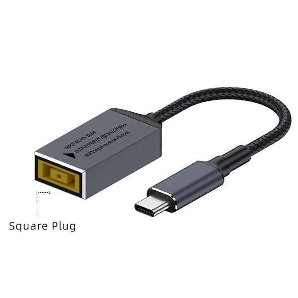 PD100W til Lenovo DC firkantet stik til USB Type-C konverter