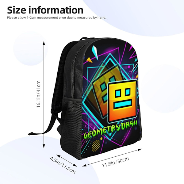 i1176 Geometry Dash Ryggsäckar Casual Daypacks Student Book Bag Tryck Satchel Rucksack Lätt Skolväska