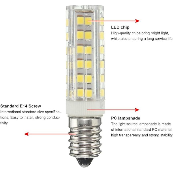 E14 LED Pærer, Køkkenhætte Pære, Majs Pære, Pakke med 4 E14 LED Pærer, E14 LED Pære Kold Hvid, E14 5W LED Majs Pære