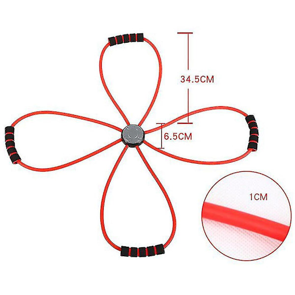 Kjerne Cross Resistance Band for kvinner som trener, Fitness treningsbånd med håndtak for Pilates Yoga styrketrening, Latex elastisk løkke tube, rød