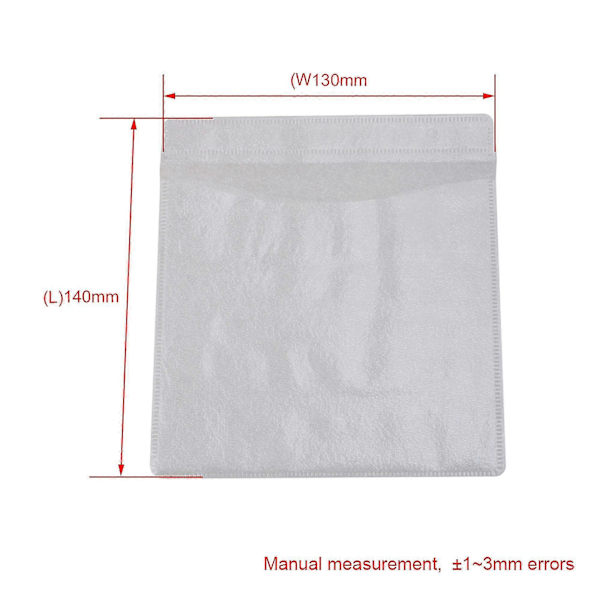 500st 14x13cm Vita Opp Plast Dubbelsidiga Cd Dvd Förvaringsfodral