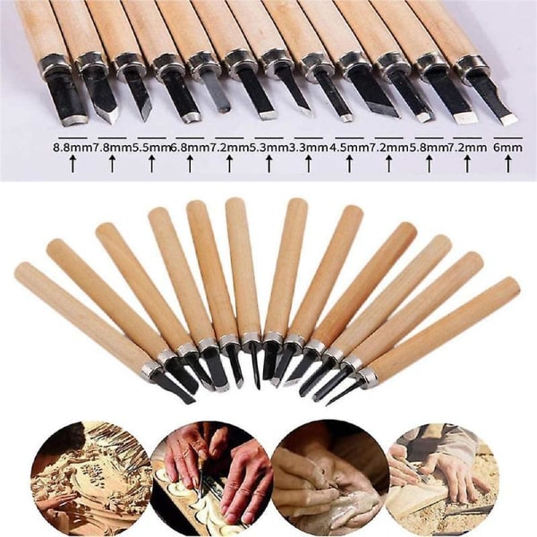 12 kpl puukkojen sarja puukahvalla veistotyökalut puutyöt käsinveistotyökalut