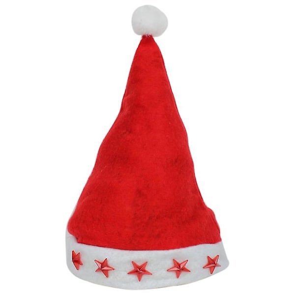 Christmas Decoration Napped Fabric Santa Hat Light Five-pointed Stars Pattern Children Dressing Up Christmas Hat, Random Pattern Delivery