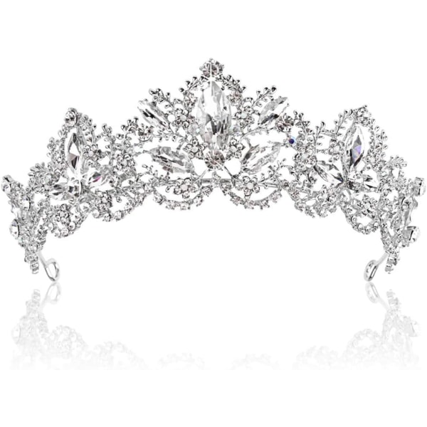 Crystal crown, copper zirconia rhinestone tiara inlaid with crystal flowers