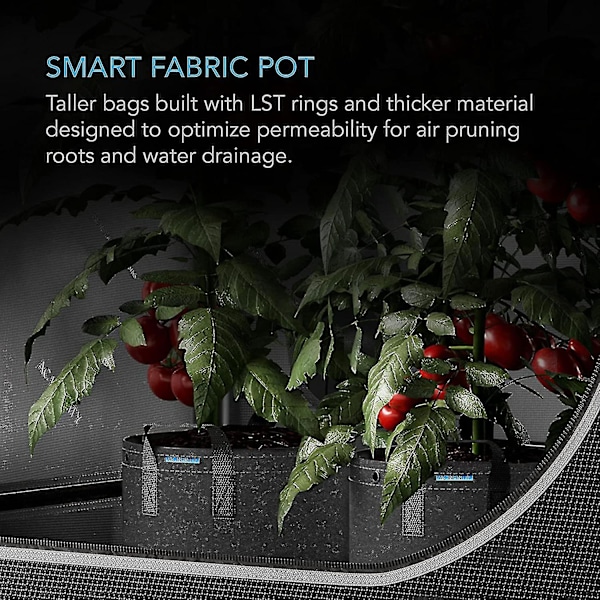 Ac Infinity Heavy Duty Stoffpotter, 5 Gallon Aeration Grow Bags 5-Pack Med 500G Tykk Nonwoven Stoff Og Multi-Purpose Ringer, For Low Stress P