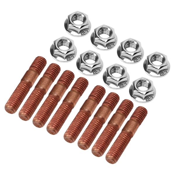 M8 1,25 gevind Turbo Studs Kit - 8mm Højtryksbestandig udstødningsmanifold Stud Bolt Nut Hardware (8 stk.)