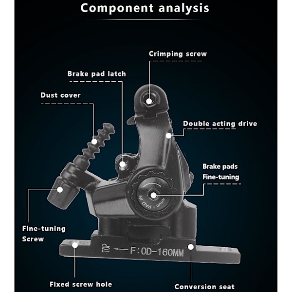 Vejcykel Skivebremse Flat Mount Mekanisk Dobbeltsidet Aktiveringskaliber 160mm Forreste Bageste Cykel Cl