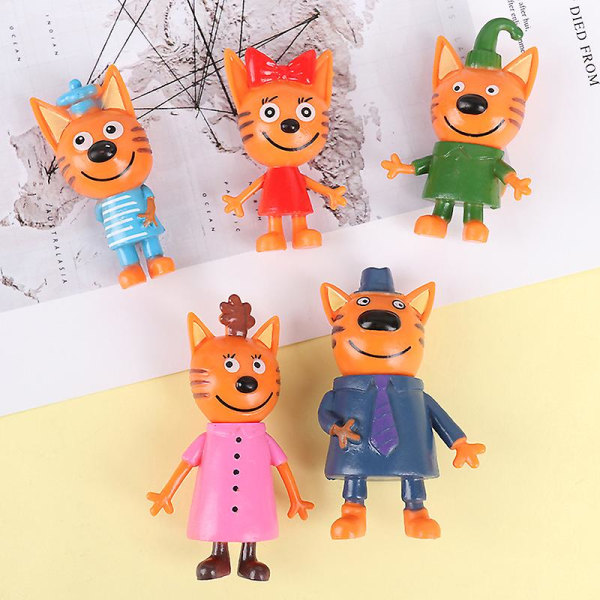 5x Tre Små Kattunger Actionfigur Leker Russisk Tegneserie Anime Mini Happy Cats