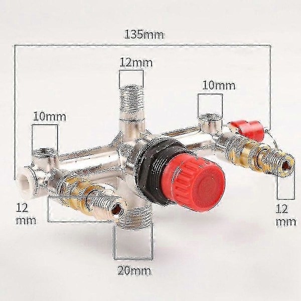 90-120psi Luftkompressor Grenrör Regulator Mätare Tryck Tålig Strömbrytare Kontroll-AA