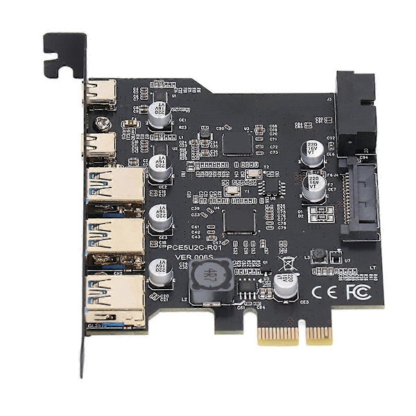 PCIe Expansionskort 5 Portar PCIe till USB 3.2 Kort 2 USB Typ C Enkel Installation 20Gbps 3 USB Typ A
