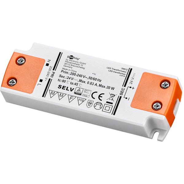 LED-transformator 24 V (DC), 20 W