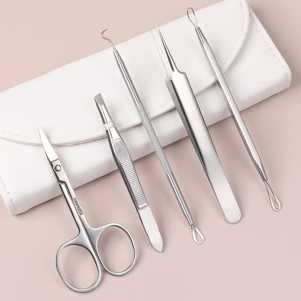 5 Pcs Blackhead Remover Tools Pimple Removal Tool Acne Needles Set Silver
