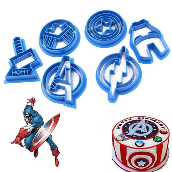 6 st superhjälte Captain Cookie Cutter Sugar Avengers Fondant Cake Biscuit Mold Kaesi