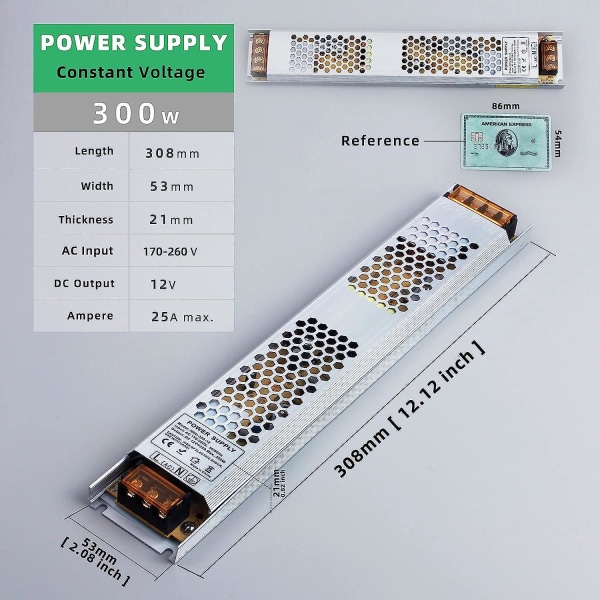 12v 300w 25a LED-driver, AC-til-dc-omskiftertransformator, konstant spændingsstrømforsyning, lavspændingsstrømforsyning til LED-applikationer