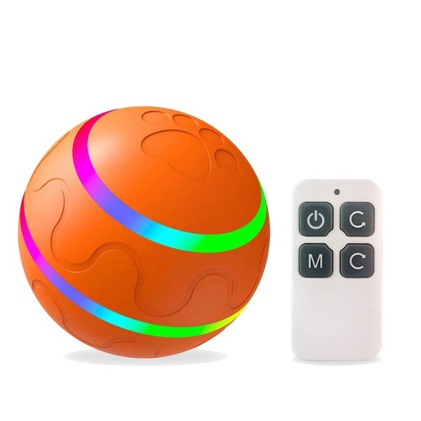 Fluffig husdjursboll med LED-blixtljus USB uppladdningsbar (orange)