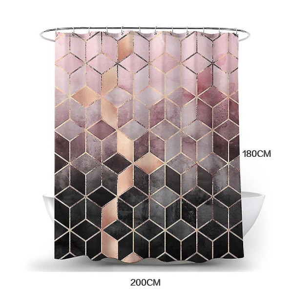 Moderne geometrisk badeværelse vandtæt bruseforhæng A-STØRRELSE, FARVE: 180x200 cm, pink