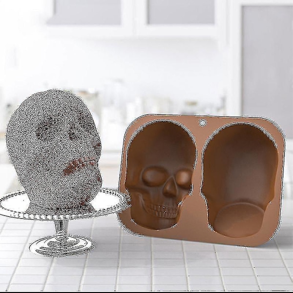 Stor Realistisk Silikon Kranie Kageform DIY Bageform Til Halloween